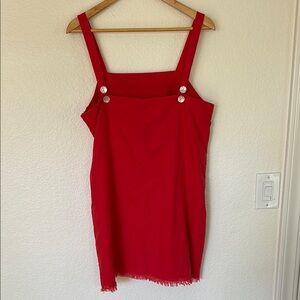 Nude Lucy Red Sleeveless Dress with Button Accents large linen